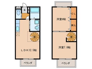 サニーヒル平山Bの物件間取画像